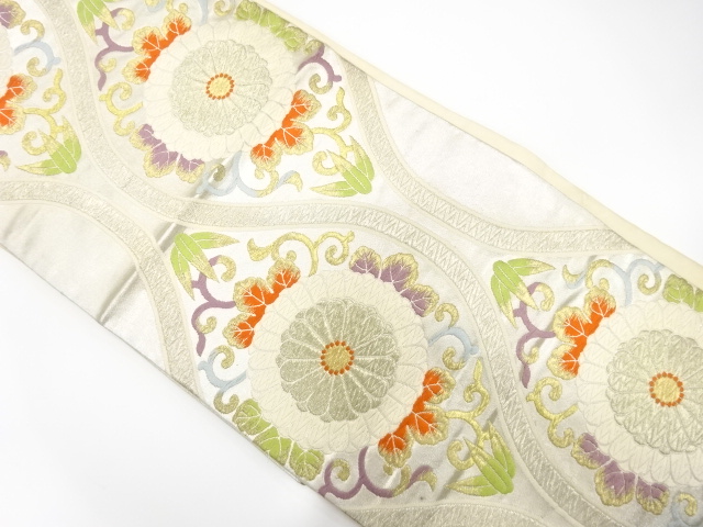 JAPANESE KIMONO / ANTIQUE FUKURO OBI / SILK / WOVEN TATEWAKU PATTERN